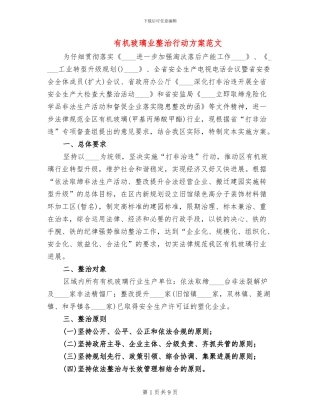 有机玻璃业整治行动方案范文