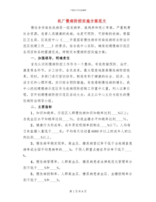 机厂慢病防控实施方案范文(2篇)