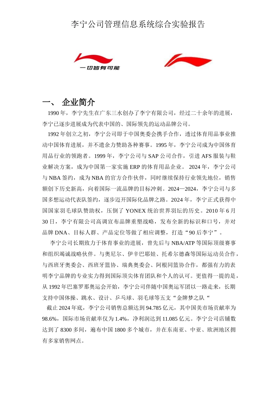 李宁公司——管理信息系统报告_第2页