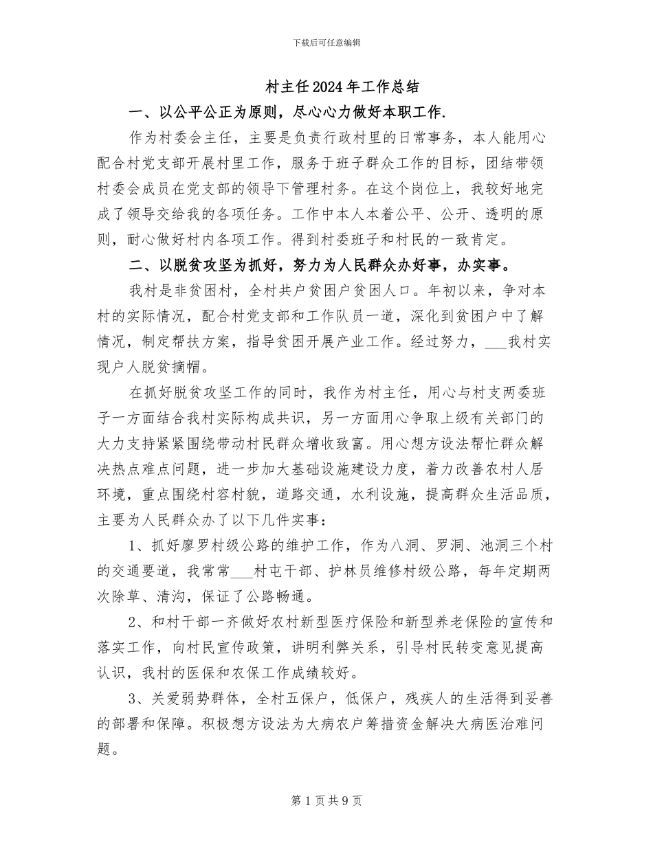 村主任2024年工作总结_第1页