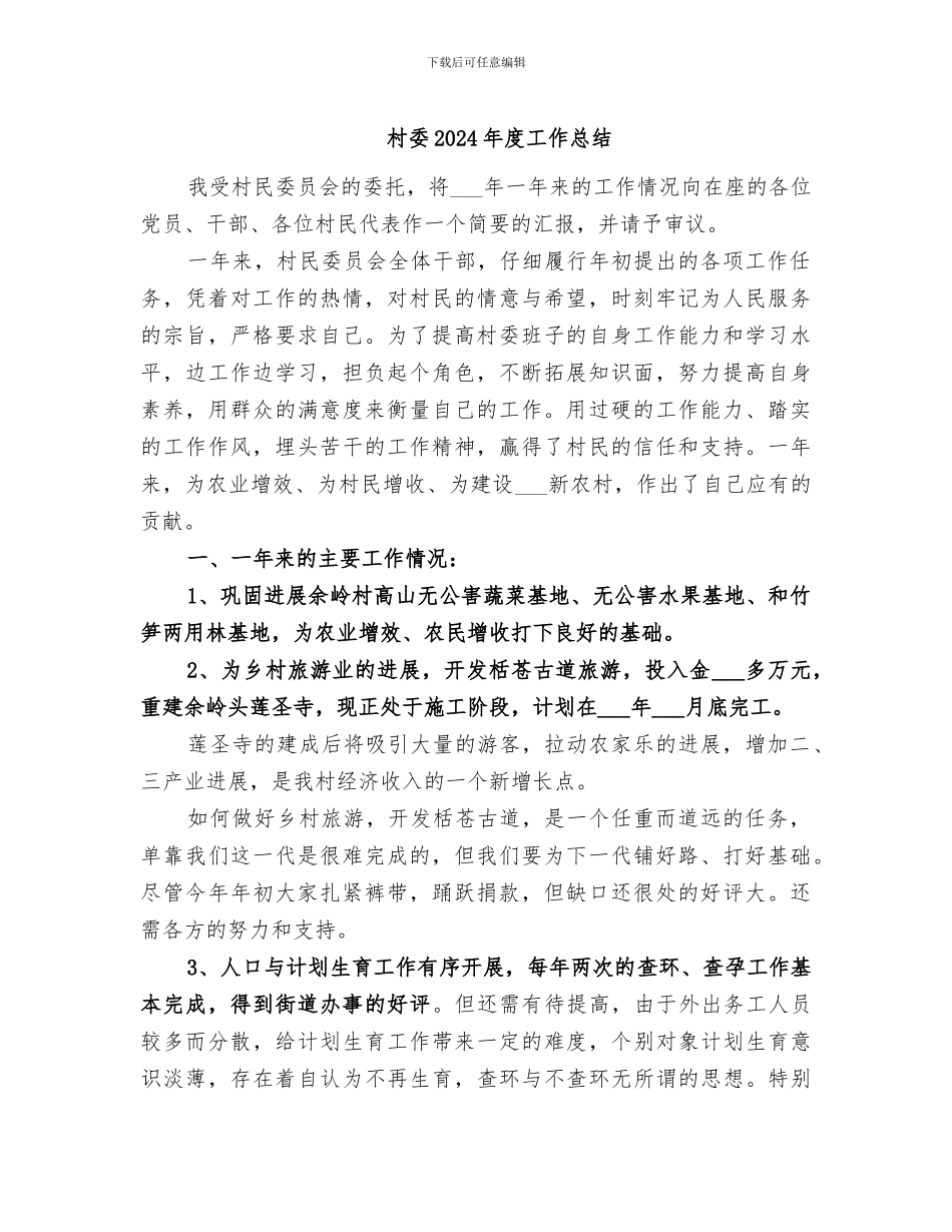 村委2024年度工作总结_第1页
