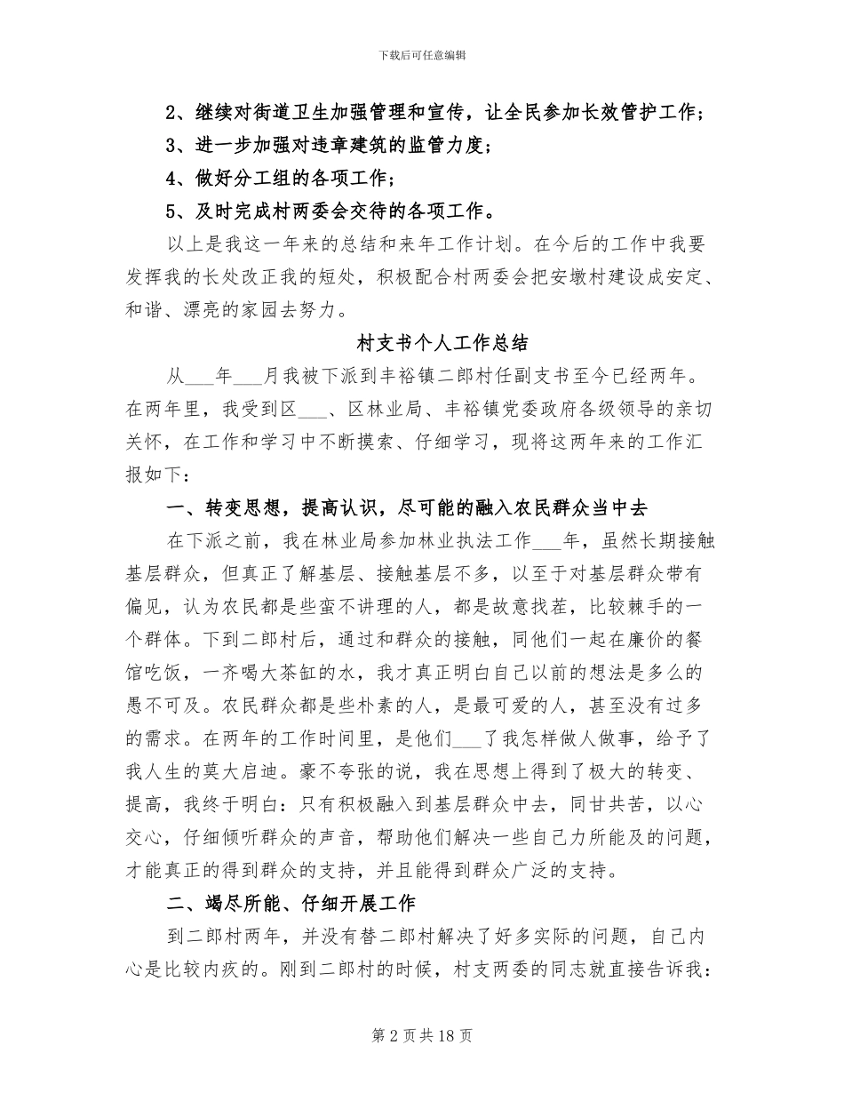 村支书2024年度个人工作总结_第2页