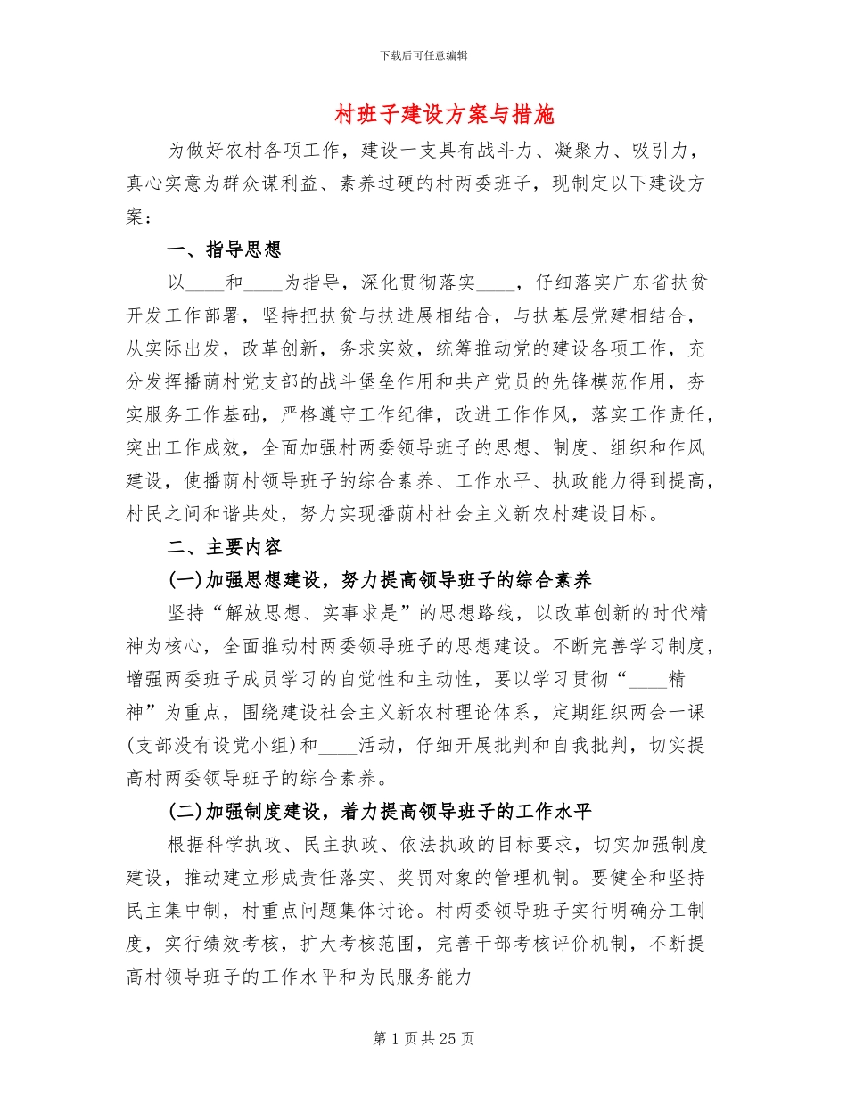 村班子建设方案与措施_第1页