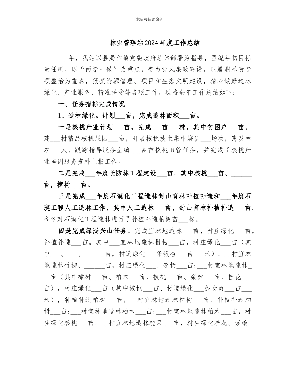 林业管理站2024年度工作总结_第1页