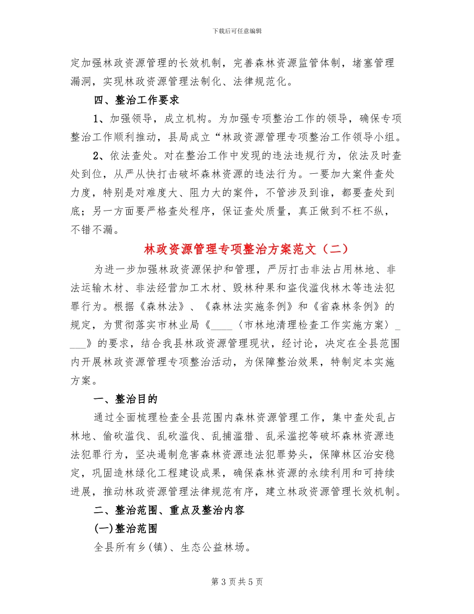 林政资源管理专项整治方案范文_第3页