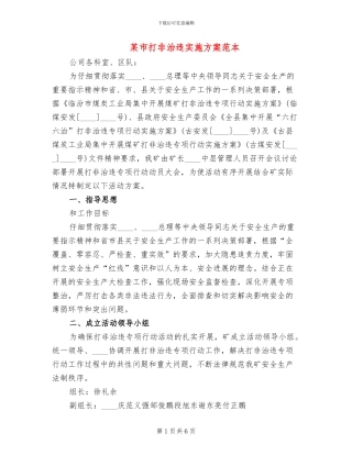 某市打非治违实施方案范本