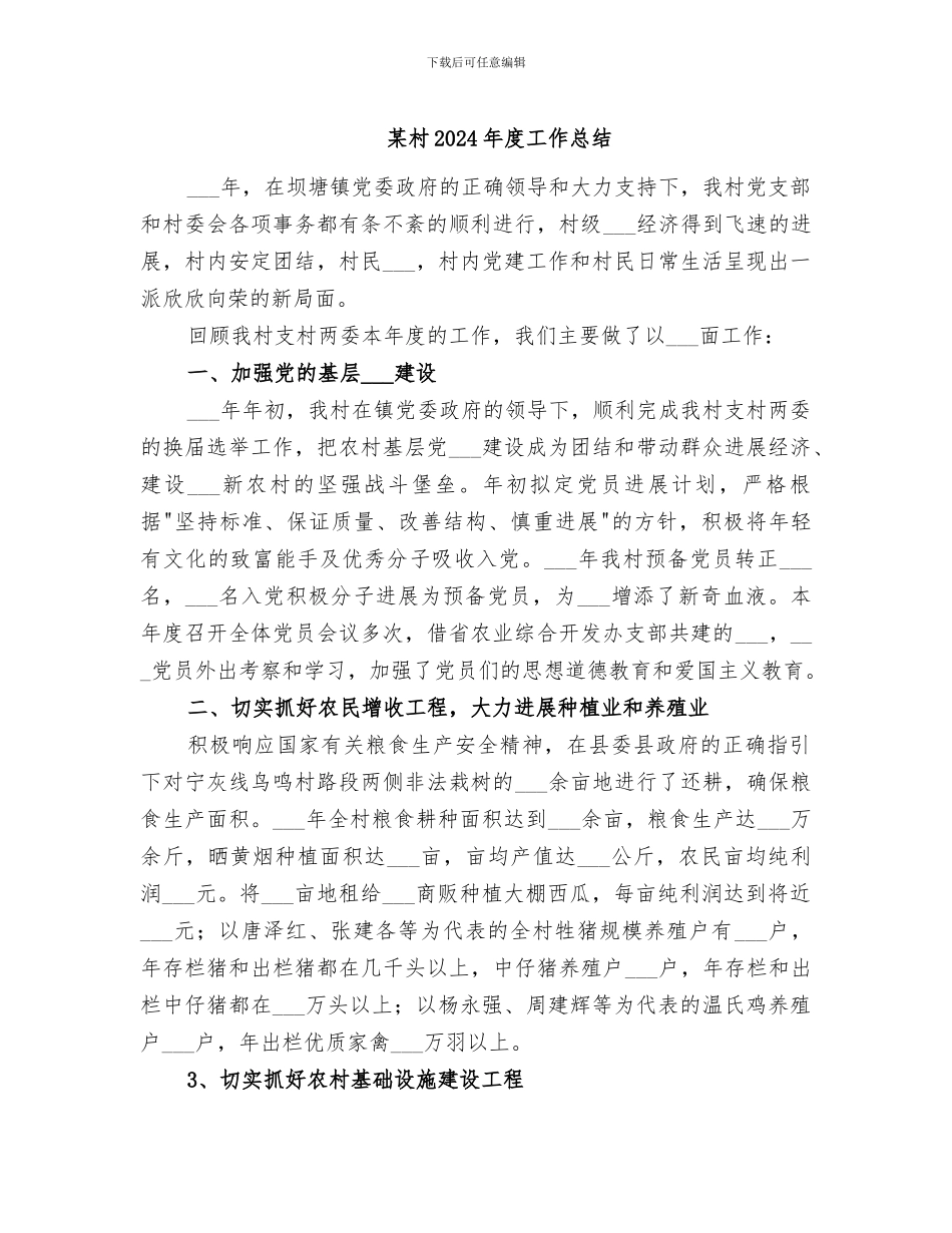 某村2024年度工作总结_第1页