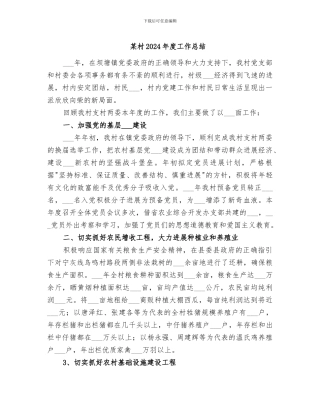 某村2024年度工作总结