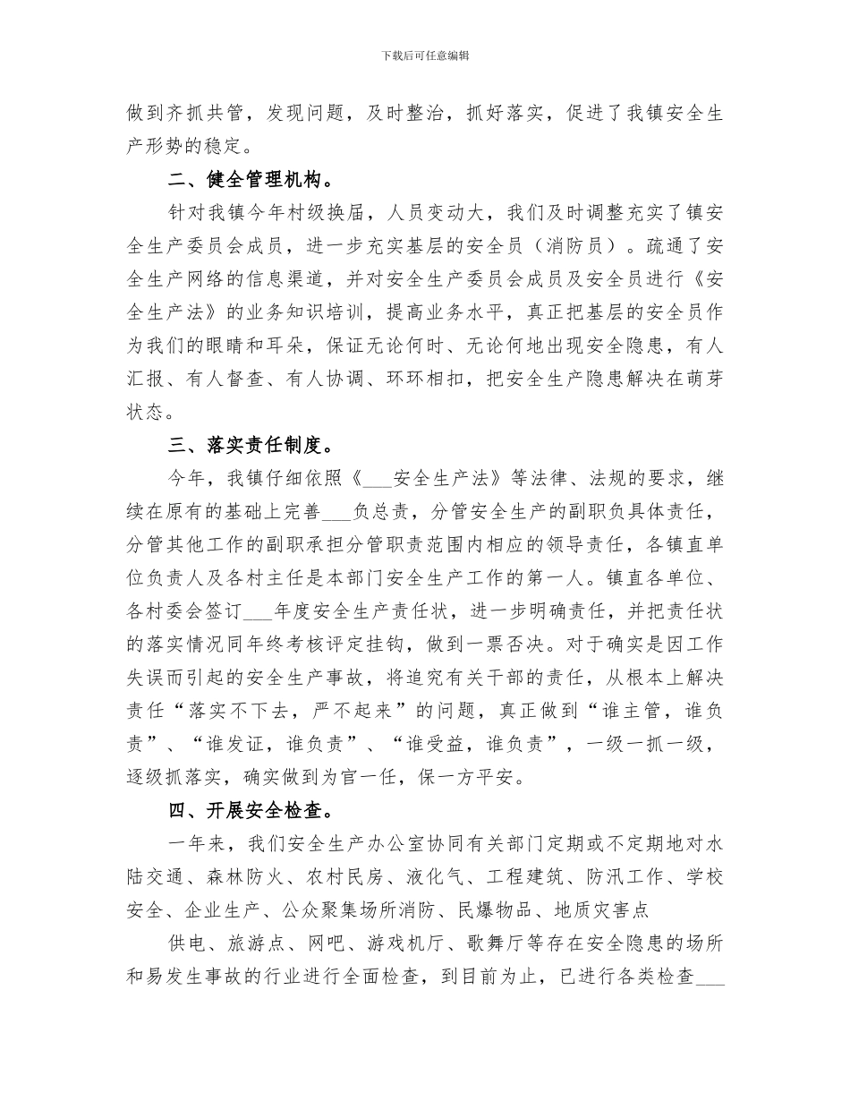 某镇2024年度安全生产工作总结_第2页