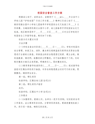 校园安全督查工作方案