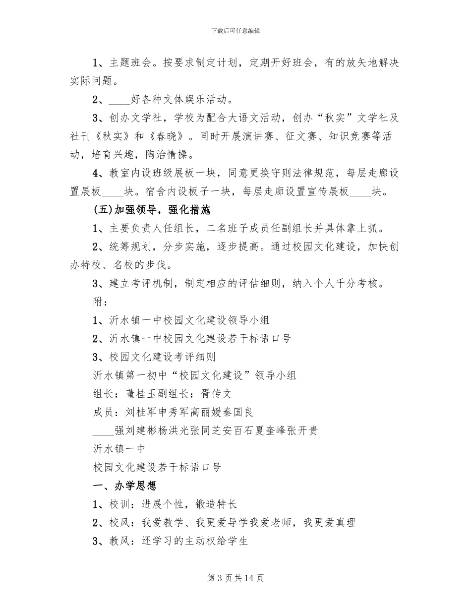 校园文化建设亮点实施方案范本_第3页
