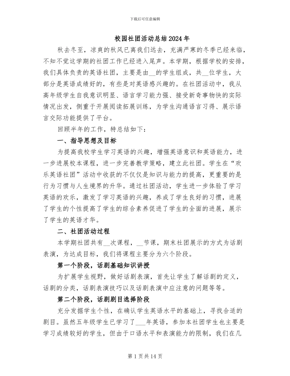 校园社团活动总结2024年_第1页