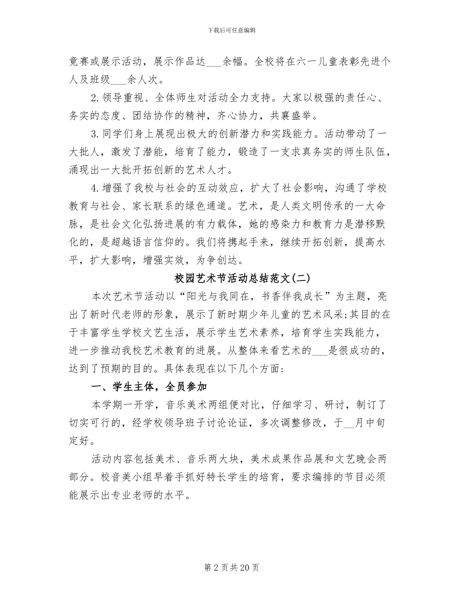 校园艺术节活动总结2024_第2页