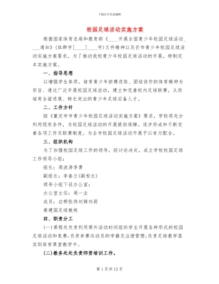 校园足球活动实施方案