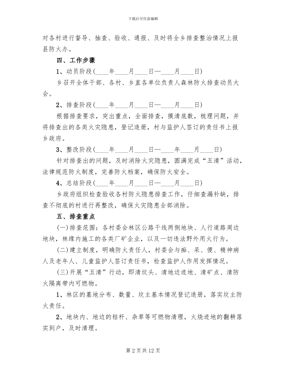 森林火灾隐患排查整治方案(5篇)_第2页