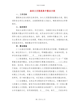 森林火灾隐患集中整治方案(5篇)