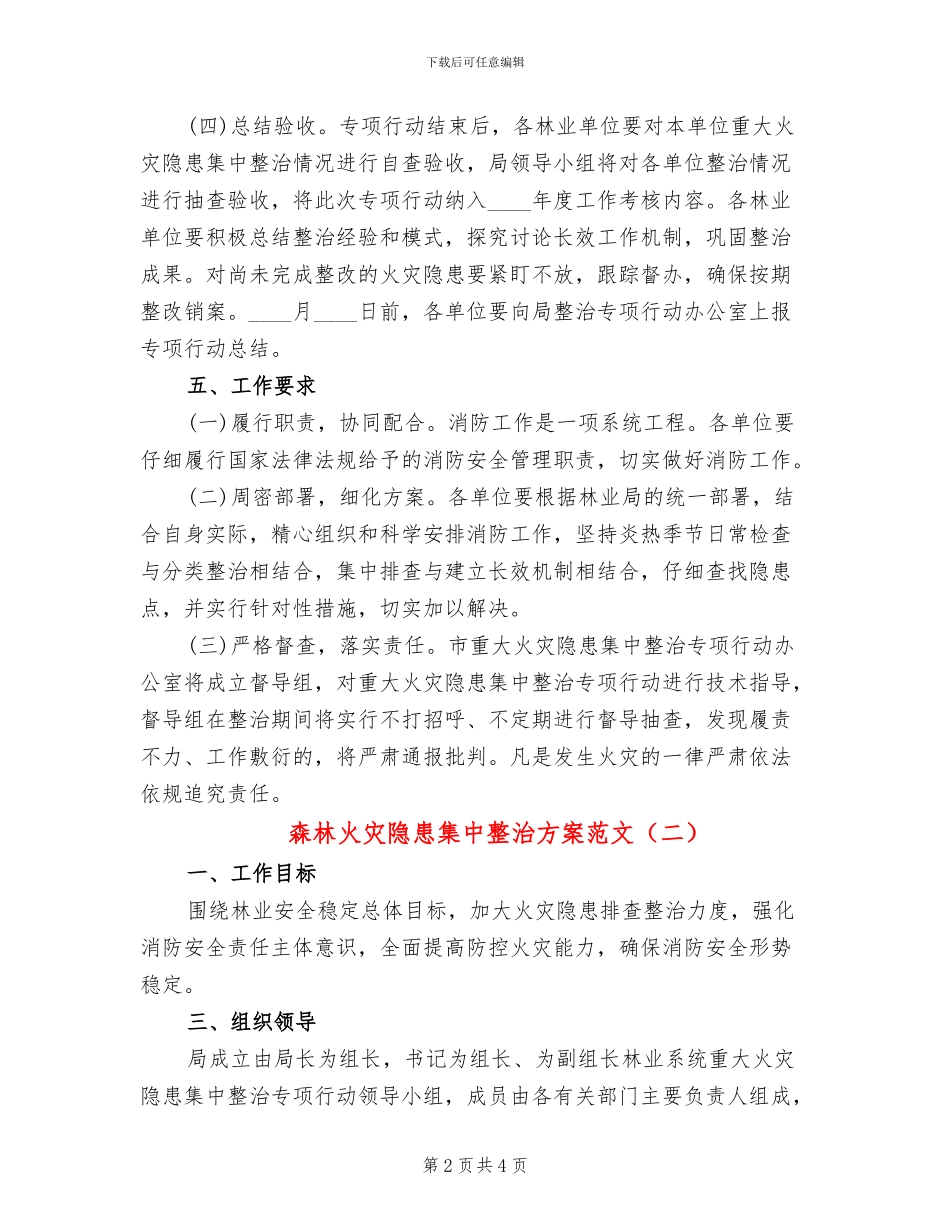 森林火灾隐患集中整治方案范文(2篇)_第2页