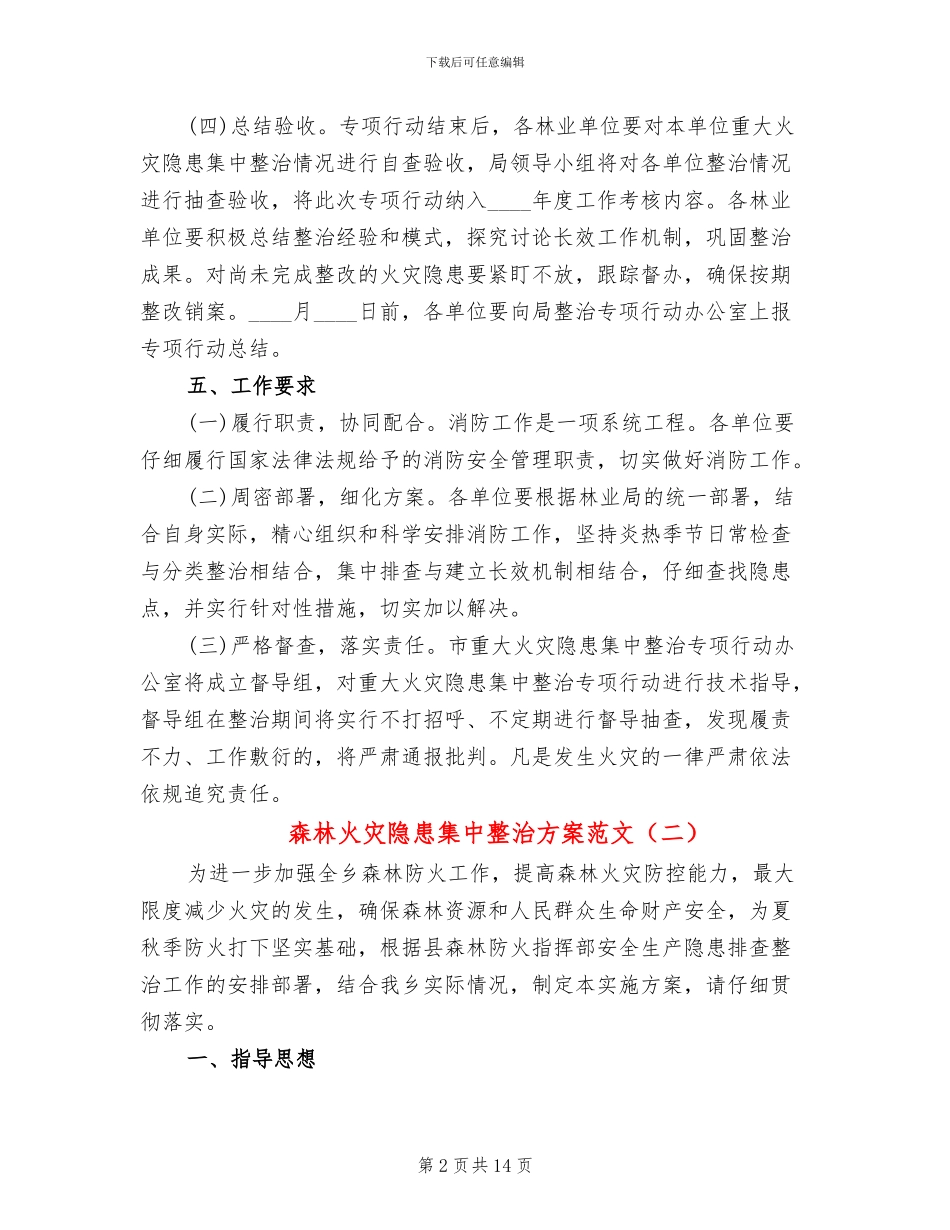 森林火灾隐患集中整治方案范文_第2页