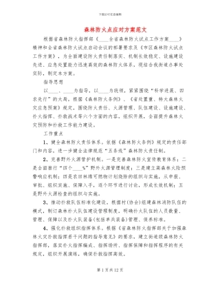 森林防火点应对方案范文