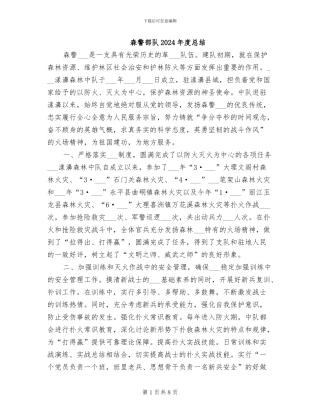 森警部队2024年度总结