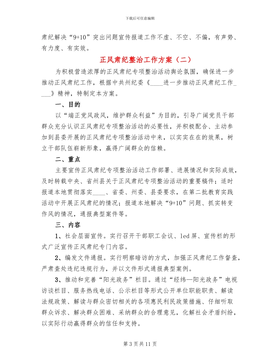正风肃纪整治工作方案_第3页