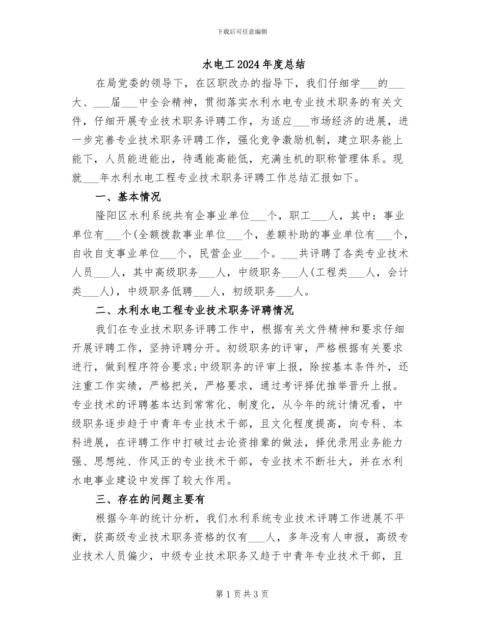 水电工2024年度总结_第1页