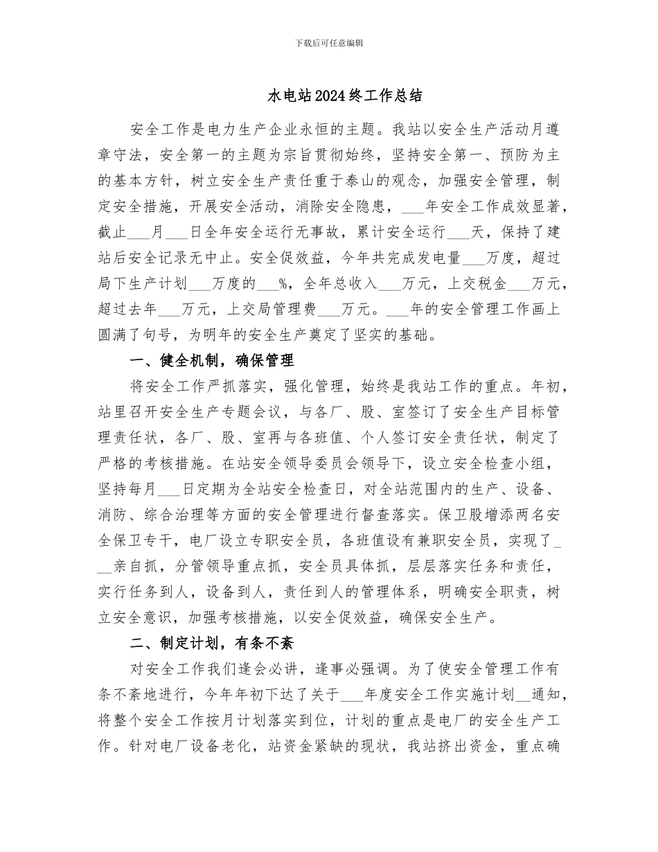 水电站2024终工作总结_第1页