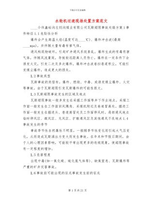 水轮机过速现场处置方案范文