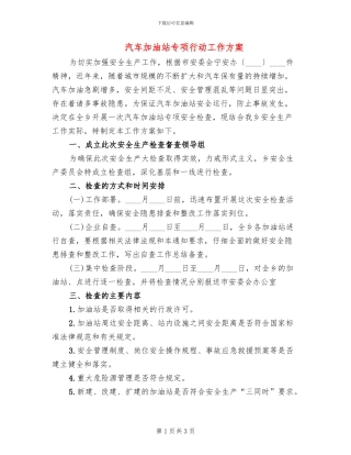 汽车加油站专项行动工作方案