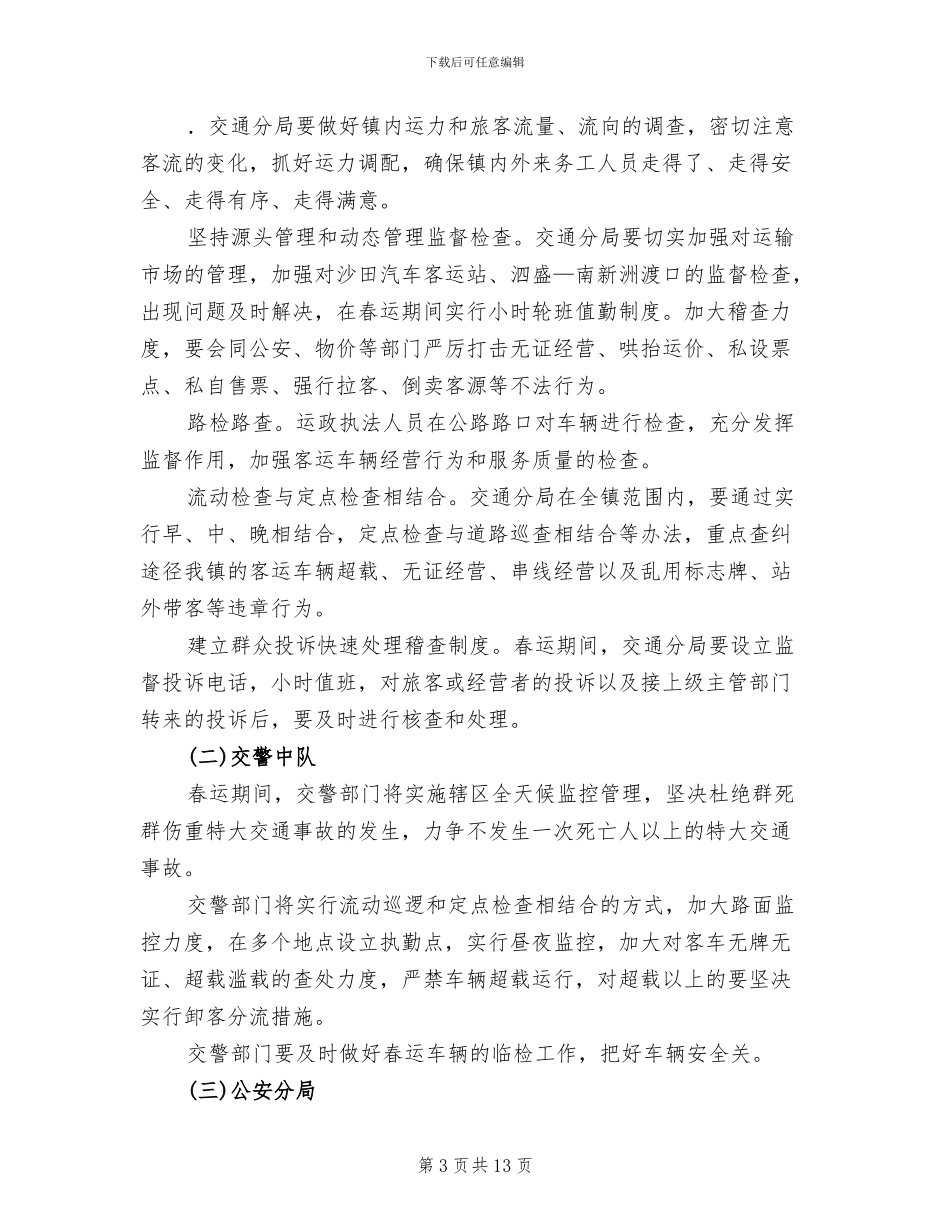 沙田镇2024年春运工作方案_第3页