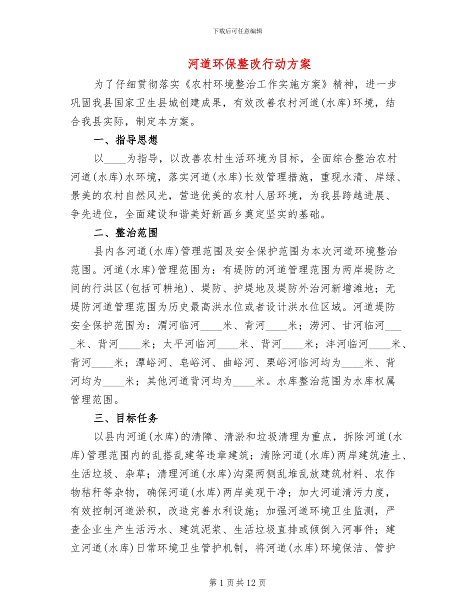 河道环保整改行动方案_第1页