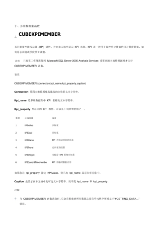 EXCEL函数汇总(多维数据集函数)EXCEL帮助导出