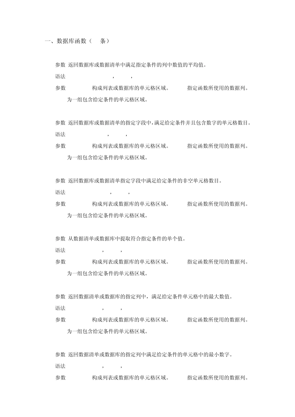 Excel函数用途、参数、用法速查表_第1页