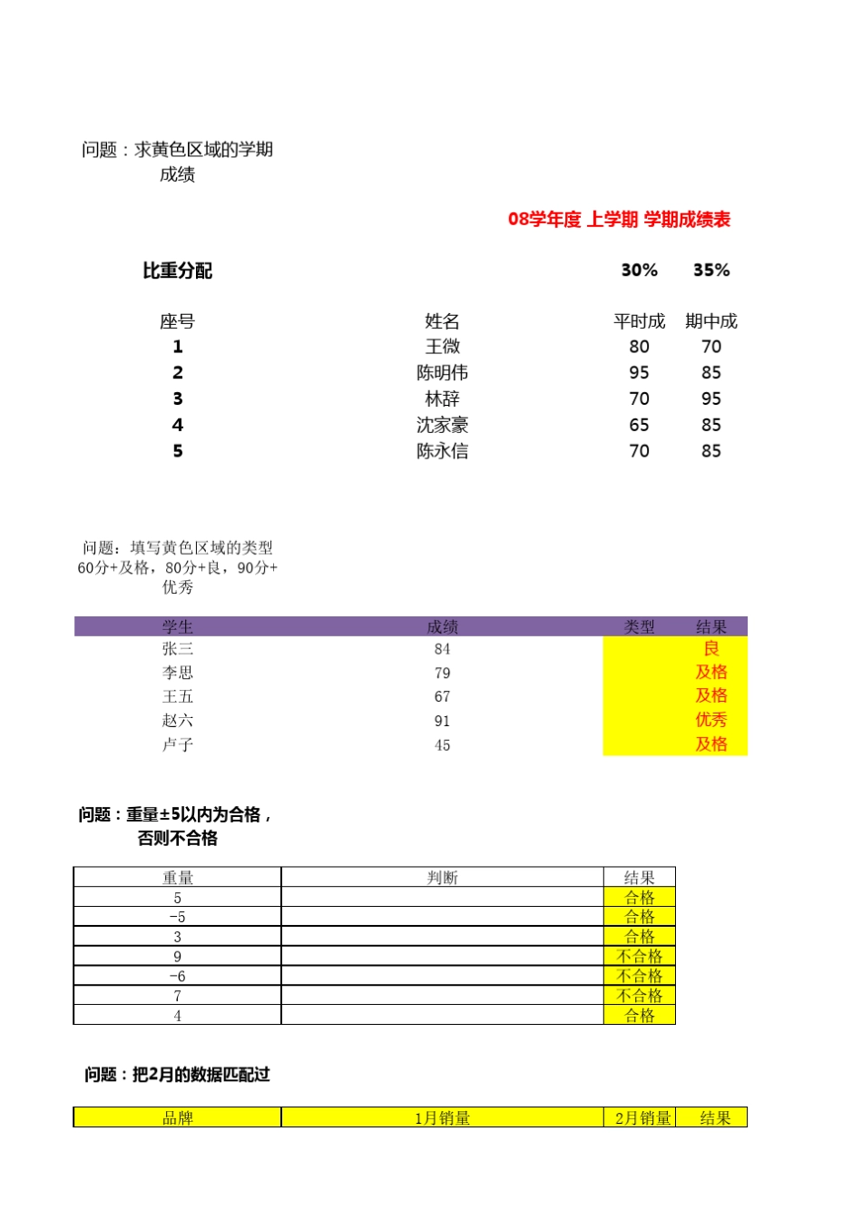 excel函数练习习题实例_第1页