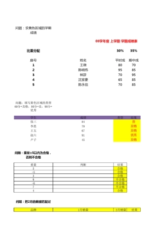 excel函数练习习题实例