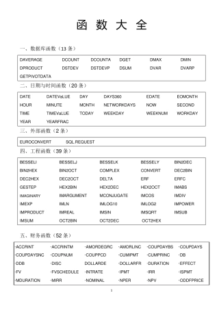 EXCEL函数表(函数大全)