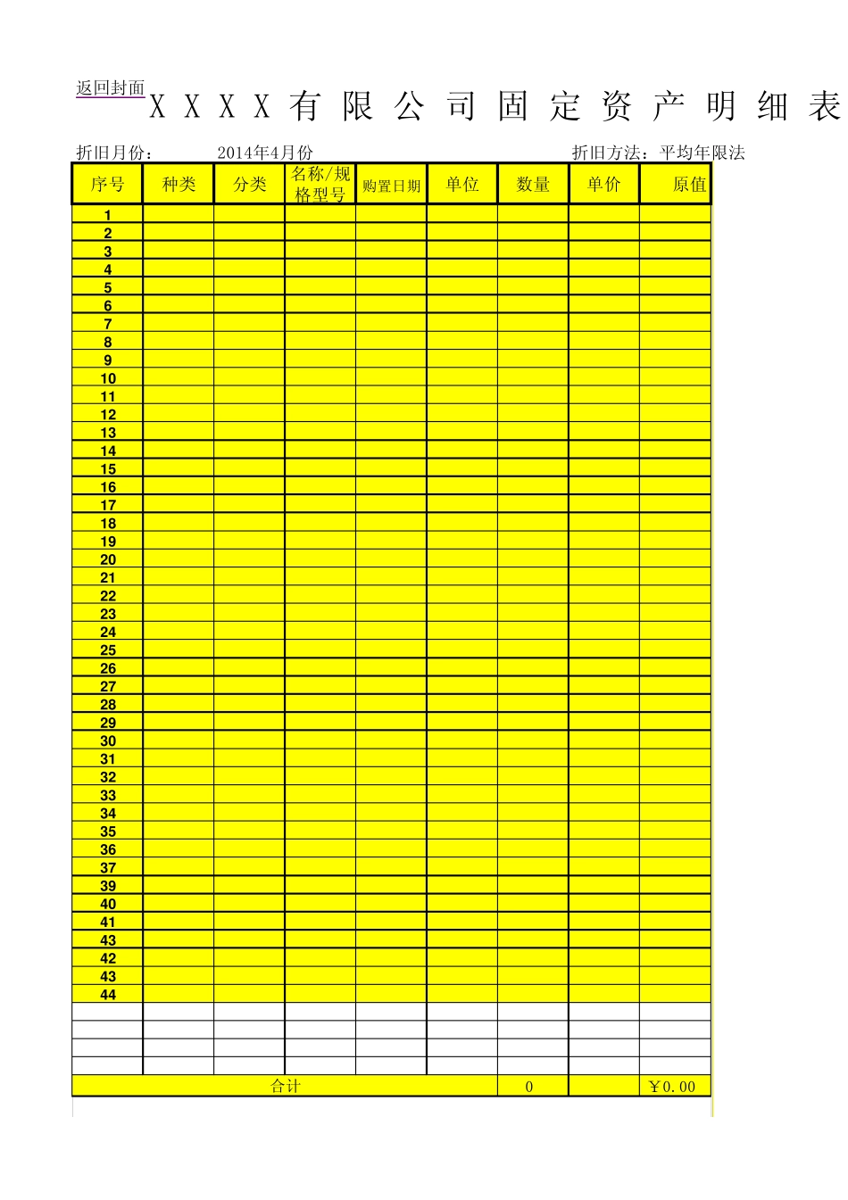 EXCEL固定资产明细表及折旧表_第1页