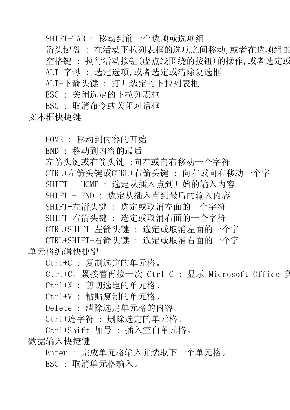 EXCEL工具栏快捷键_第2页