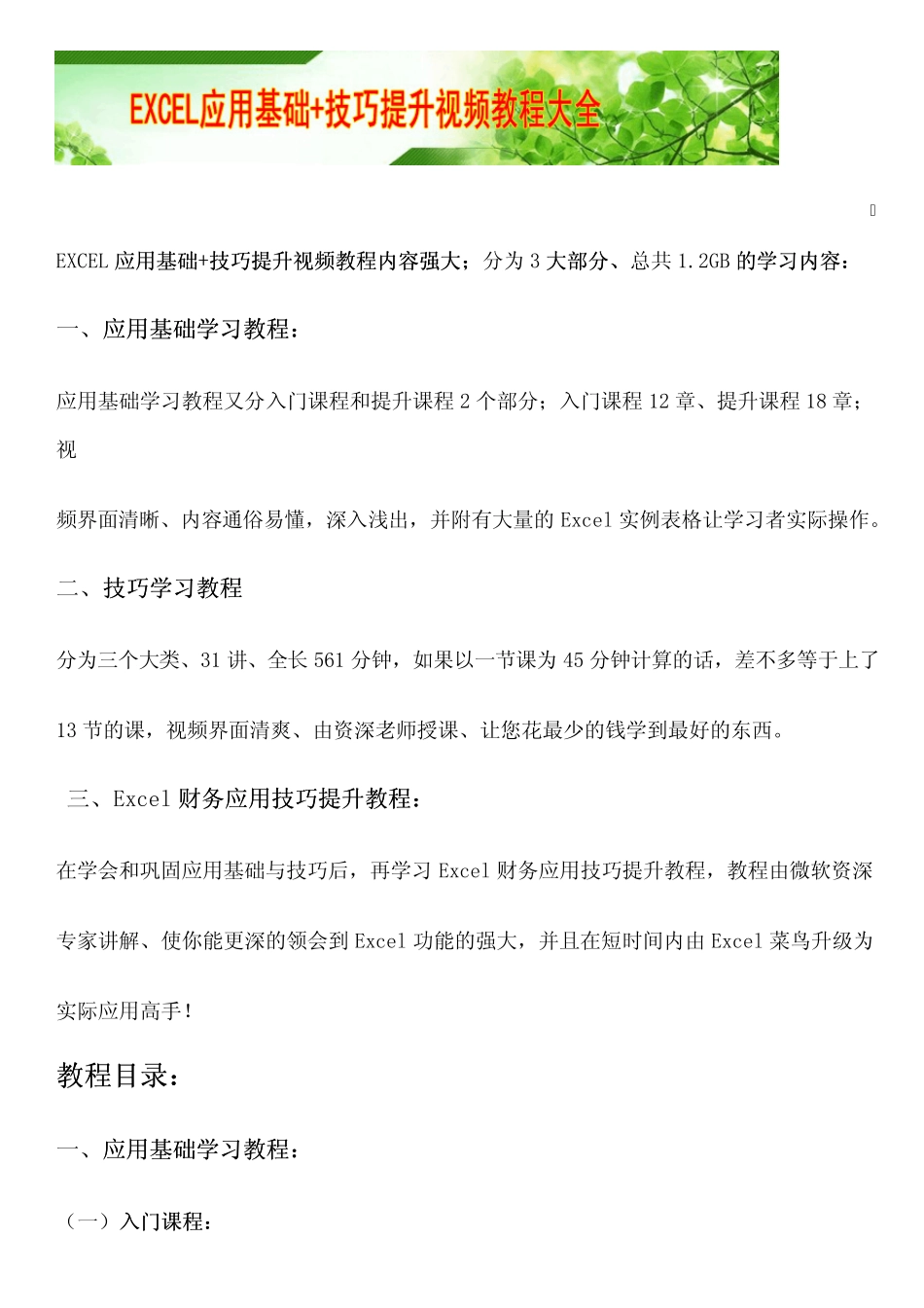 EXCEL应用基础+技巧提升视频教程大全_第1页