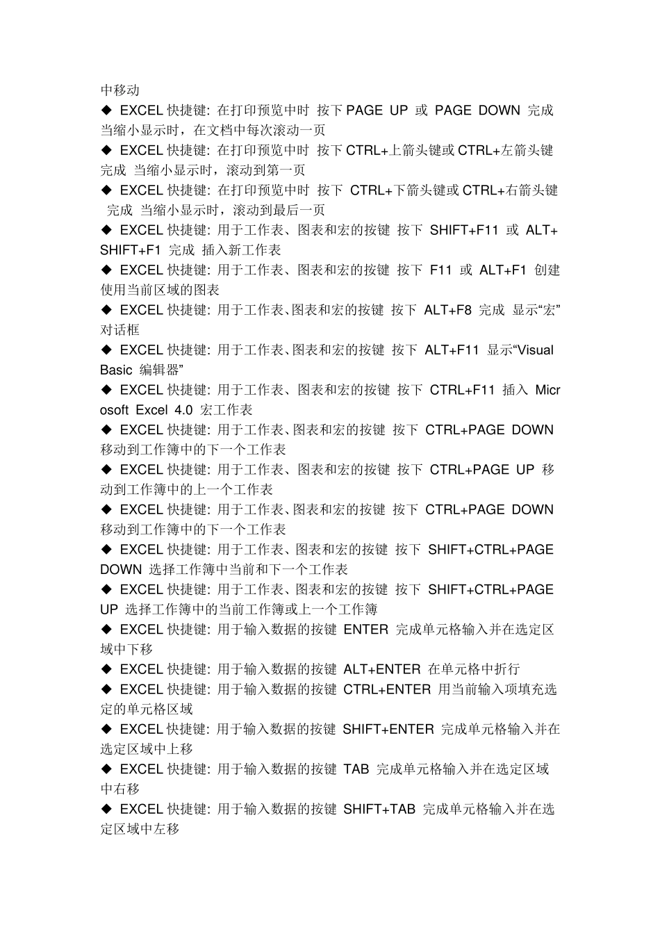 EXCEL快捷键大全和常用技巧整理_第2页