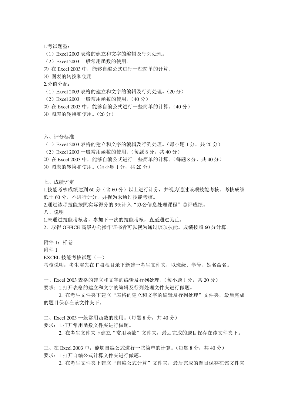 EXCEL技能考核方案_第2页