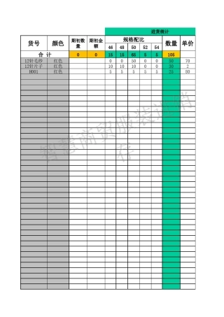 excel服装行业商品当前库存表格模板
