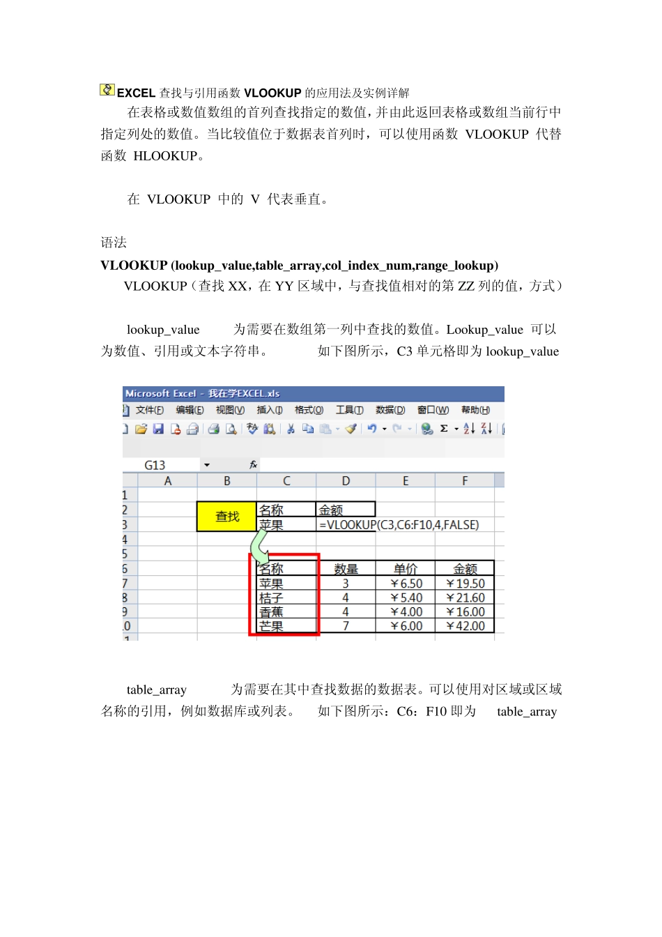 EXCEL查找与引用函数VLOOKUP的应用法及实例详解_第1页