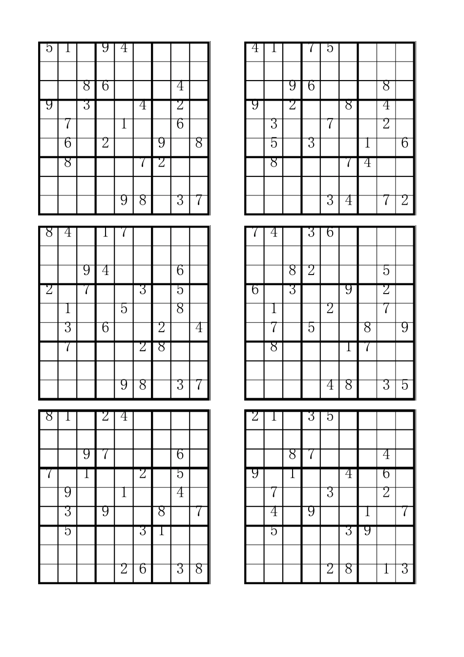 EXCEL格式数独题,共计500道_难度：一星五星各100道_第1页
