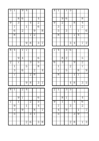 EXCEL格式数独题,共计500道_难度：一星五星各100道