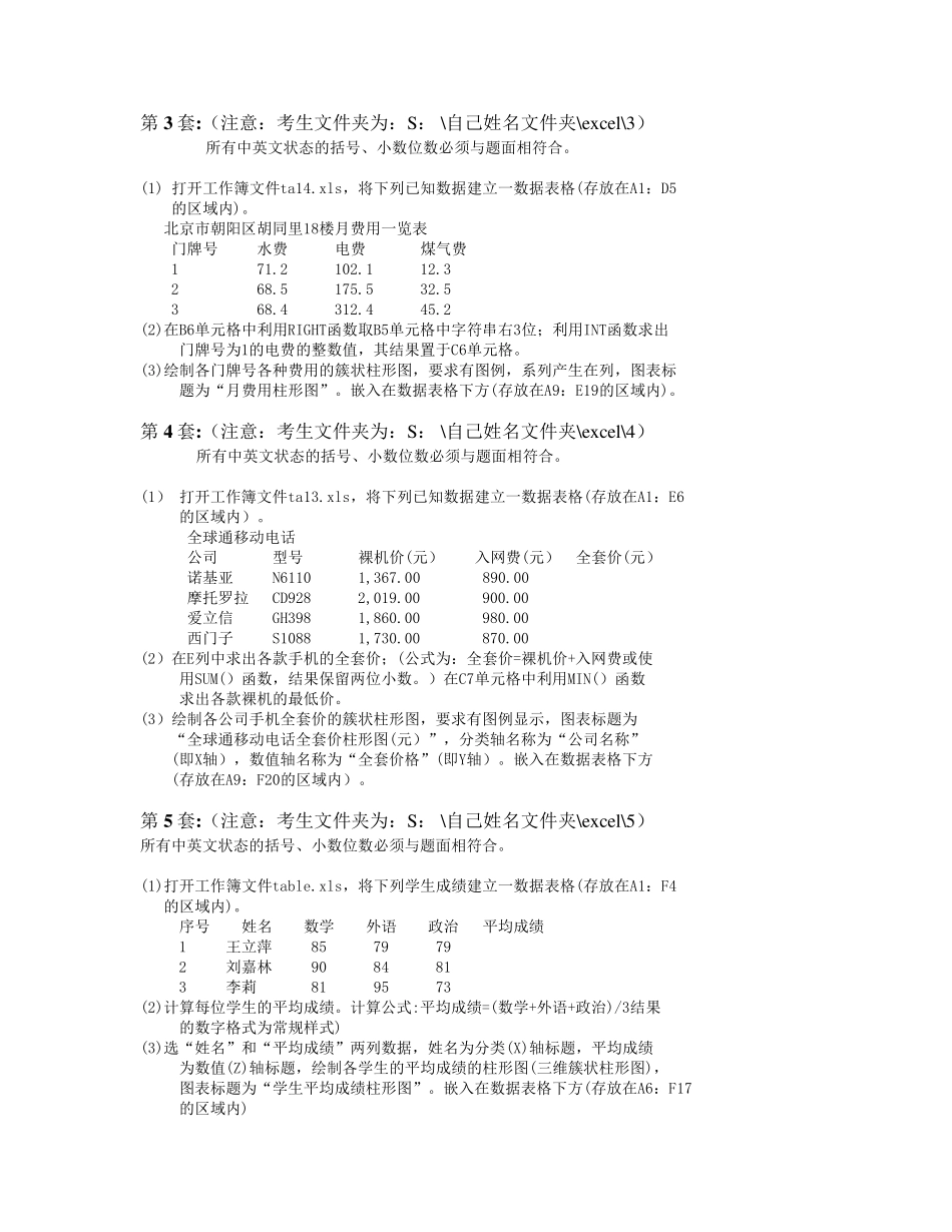 excel电子表格操作题_第3页