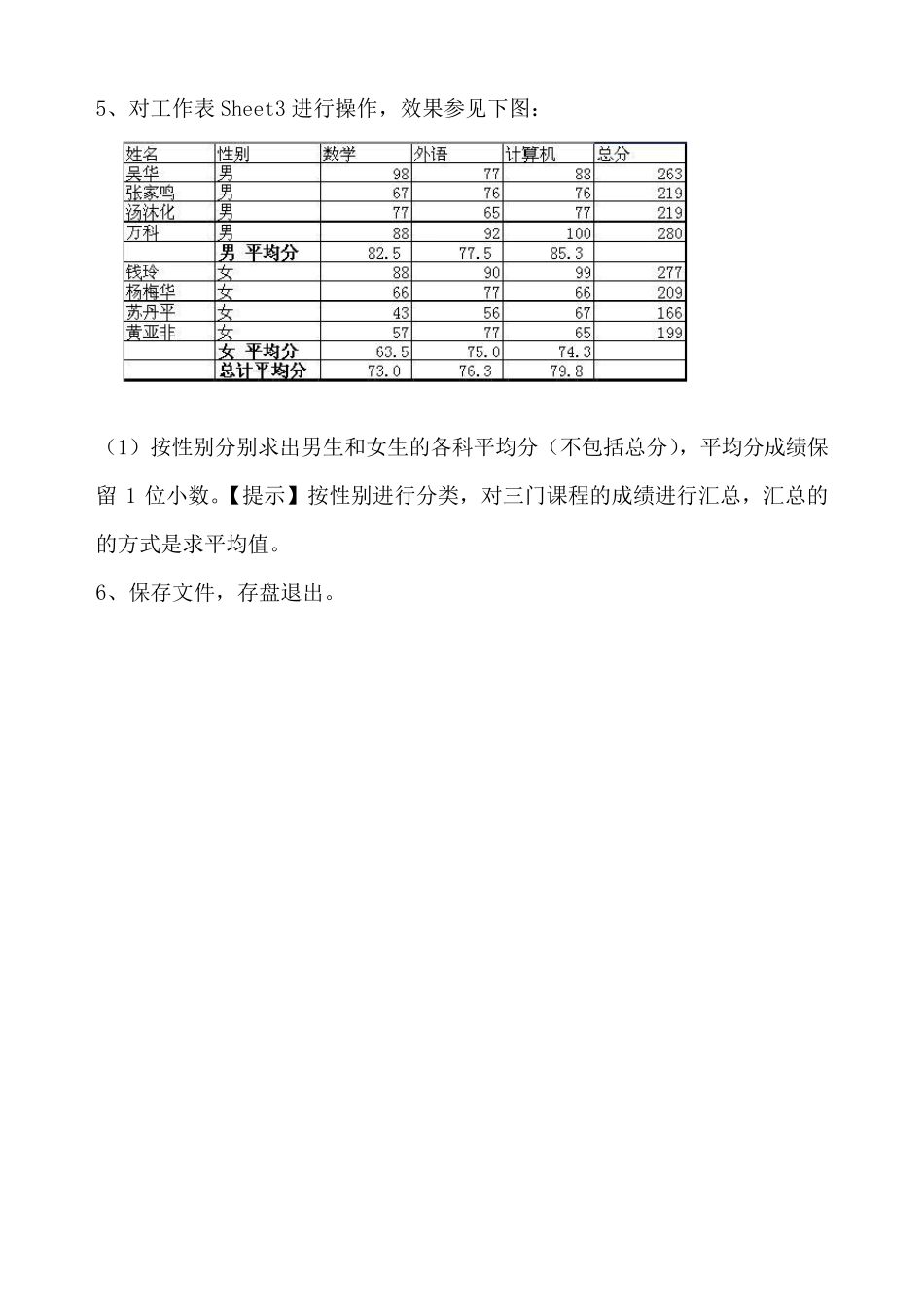 EXCEL综合上机操作题_第3页