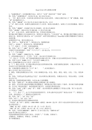 Excel自定义单元格格式详解