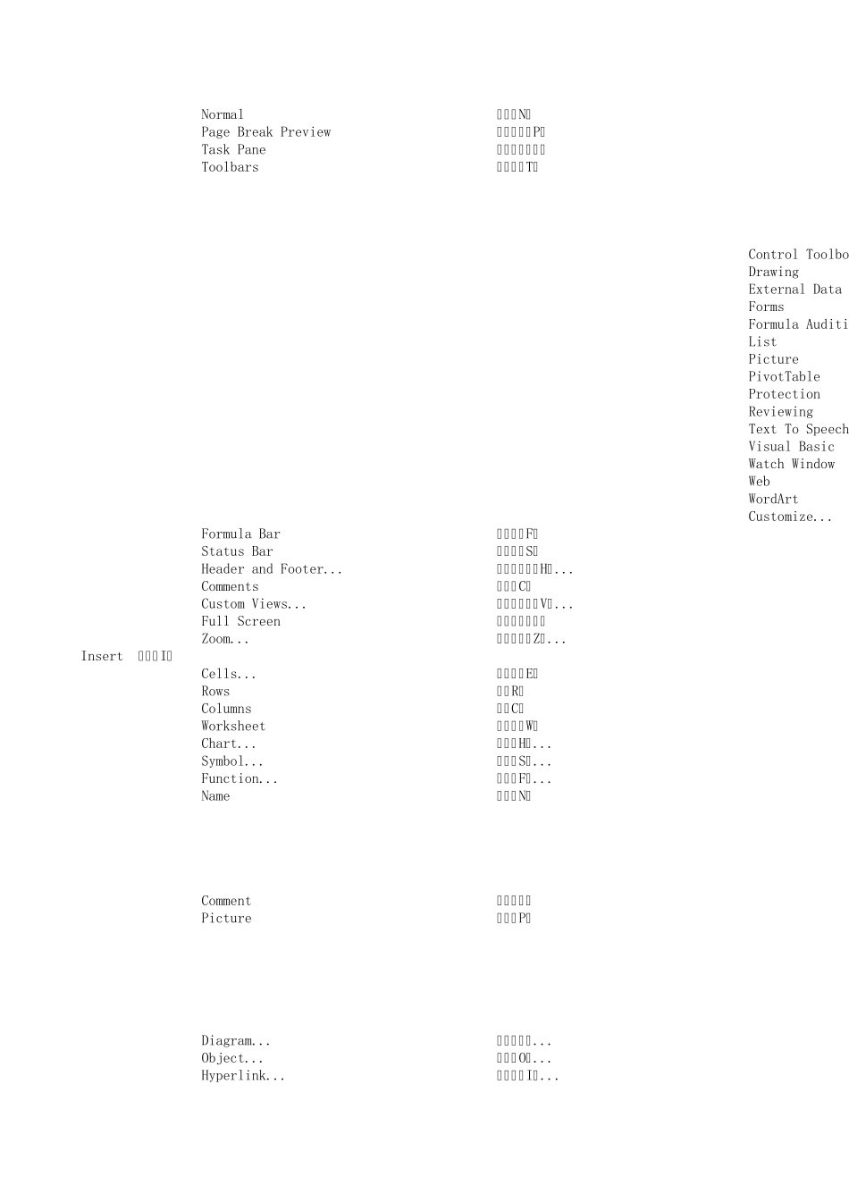 Excel菜单中英文翻译_第2页