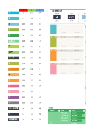 EXCEL表格常用色彩搭配RGB值